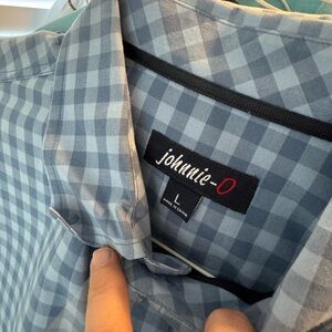 Johnnie-O Blue Casual Button Down Shirt with Gingham Pattern